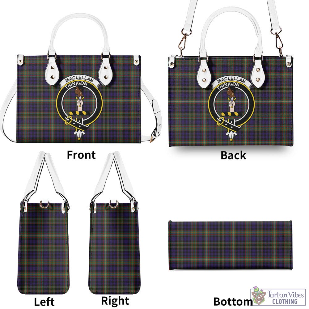 Tartan Vibes Clothing MacLellan Tartan Luxury Leather Handbags with Family Crest