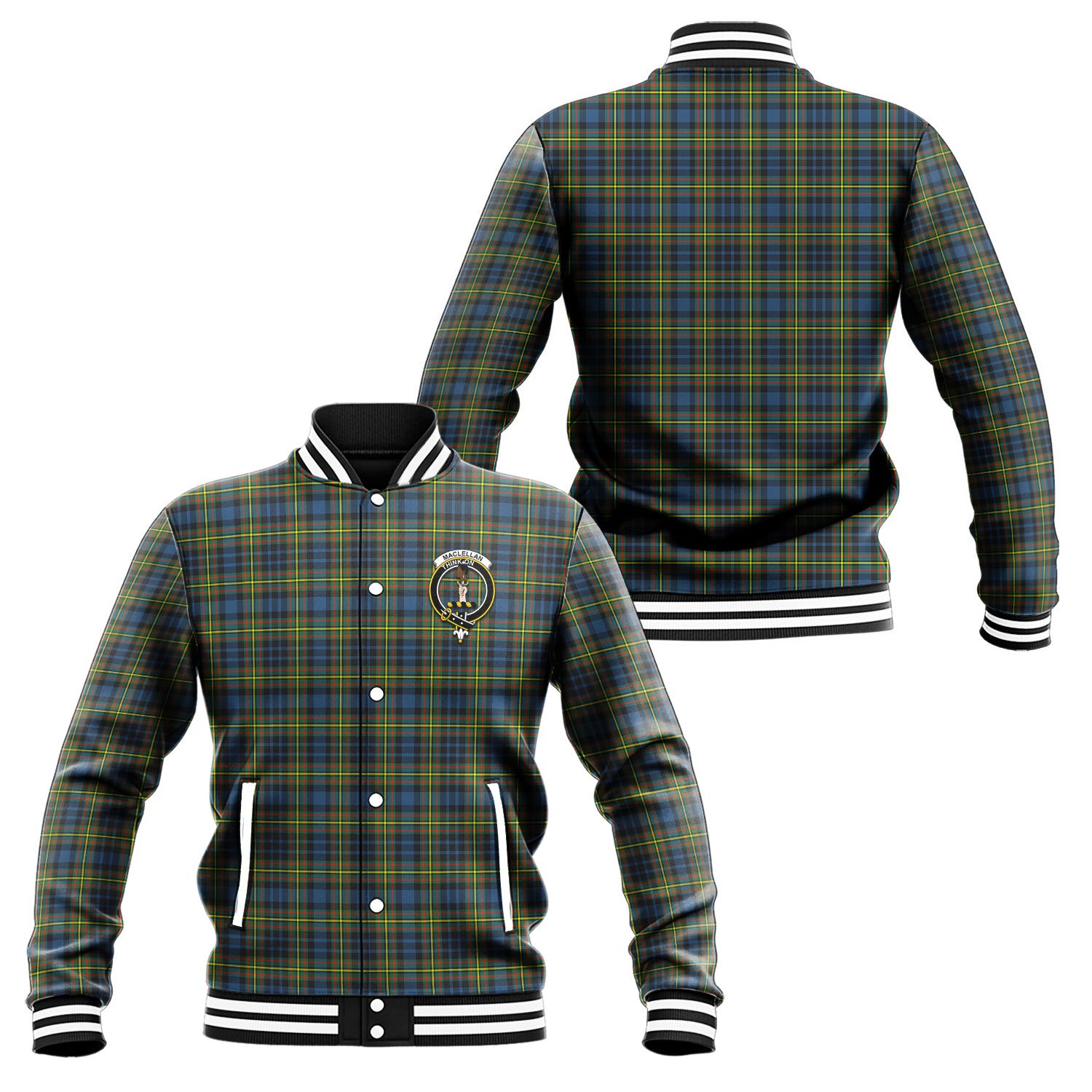 MacLellan Ancient Tartan Baseball Jacket with Family Crest Unisex - Tartan Vibes Clothing