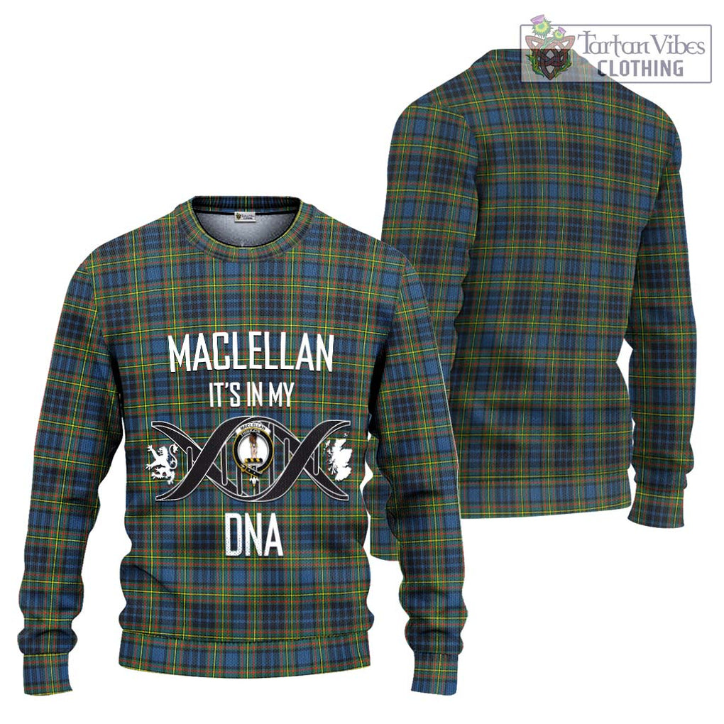 MacLellan Ancient Tartan Knitted Sweater with Family Crest DNA In Me Style Unisex - Tartanvibesclothing Shop