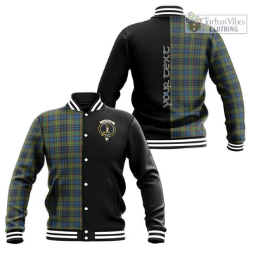 MacLellan Ancient Tartan Baseball Jacket with Family Crest and Half Of Me Style