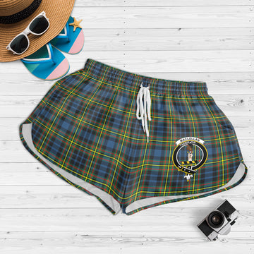 MacLellan Ancient Tartan Womens Shorts with Family Crest