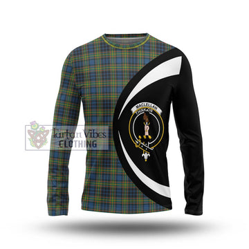 MacLellan Ancient Tartan Long Sleeve T-Shirt with Family Crest Circle Style