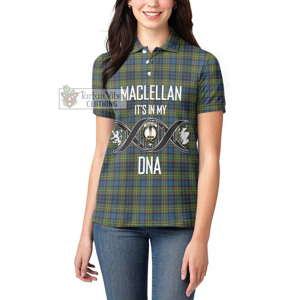 MacLellan Ancient Tartan Women's Polo Shirt with Family Crest DNA In Me Style Women - Tartanvibesclothing Shop