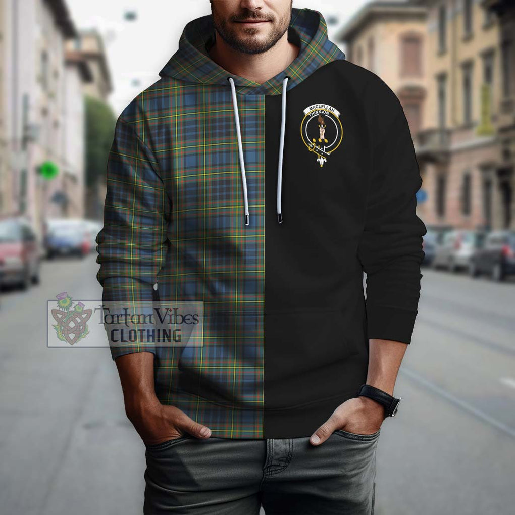 MacLellan Ancient Tartan Hoodie with Family Crest and Half Of Me Style Zip Hoodie - Tartanvibesclothing Shop