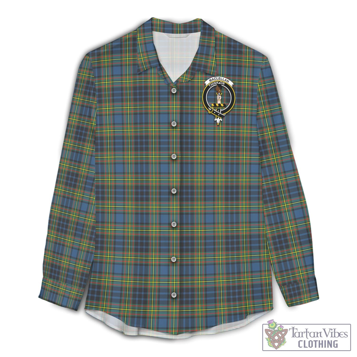 Tartan Vibes Clothing MacLellan Ancient Tartan Womens Casual Shirt with Family Crest