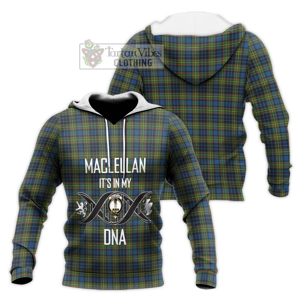 MacLellan Ancient Tartan Knitted Hoodie with Family Crest DNA In Me Style Unisex Knitted Pullover Hoodie - Tartanvibesclothing Shop