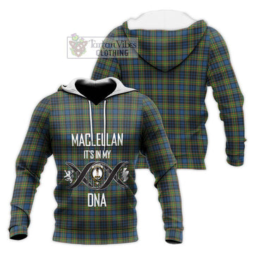 MacLellan Ancient Tartan Knitted Hoodie with Family Crest DNA In Me Style