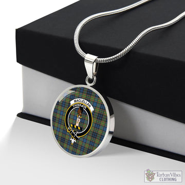 MacLellan Ancient Tartan Circle Necklace with Family Crest