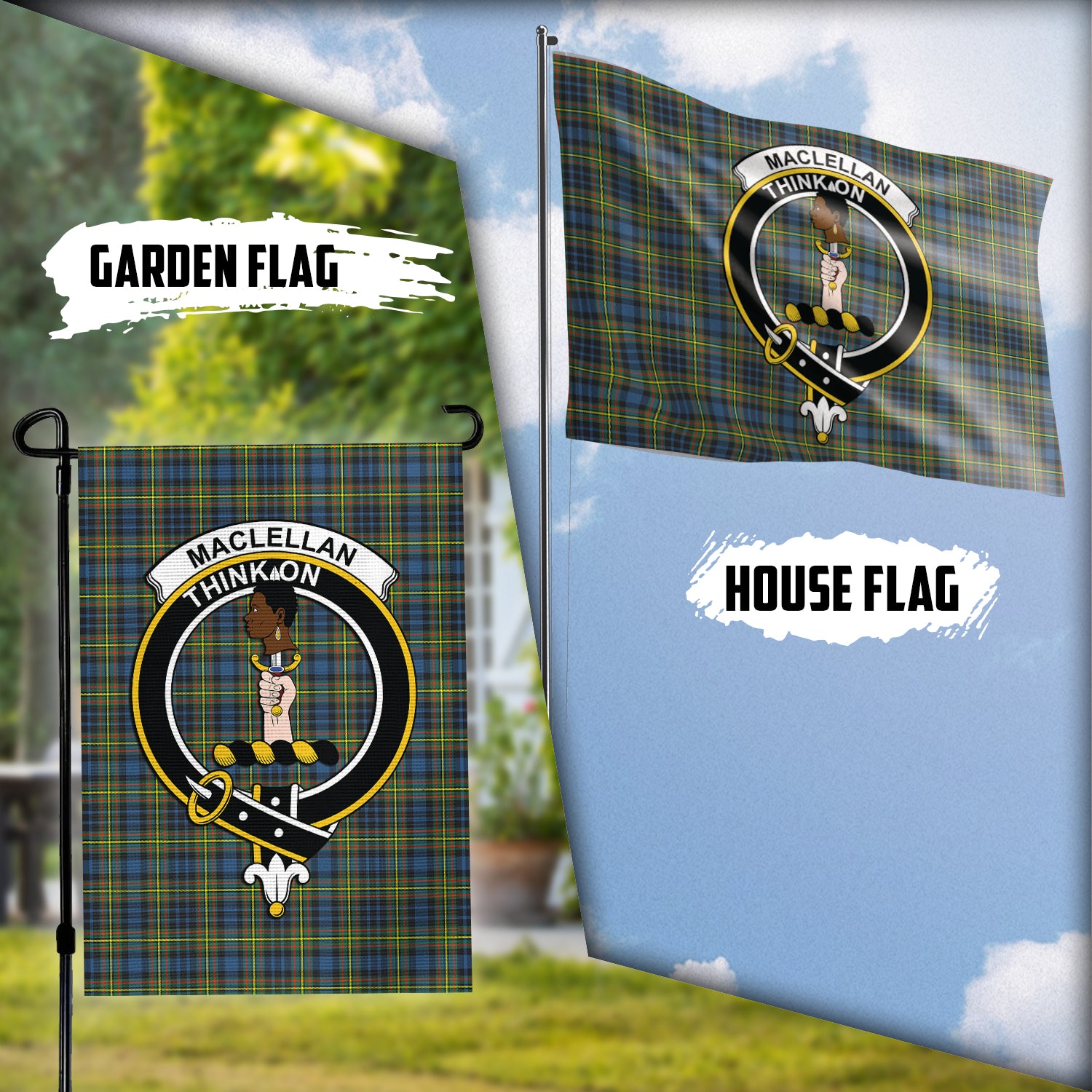 MacLellan Ancient Tartan Flag with Family Crest Garden Flag (Vertical) - Tartan Vibes Clothing