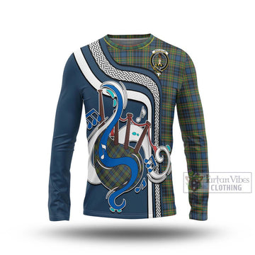 MacLellan Ancient Tartan Long Sleeve T-Shirt with Epic Bagpipe Style