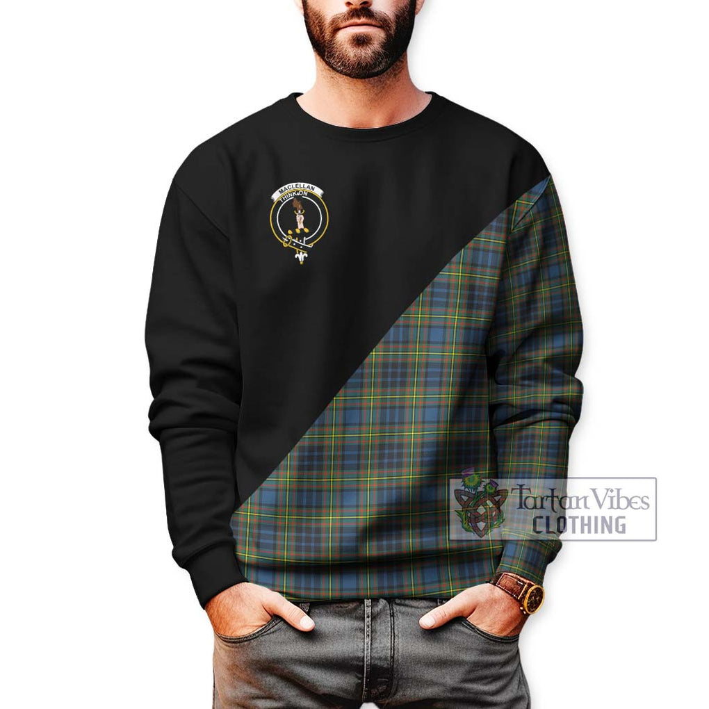 MacLellan Ancient Tartan Sweatshirt with Family Crest and Military Logo Style Unisex - Tartanvibesclothing Shop