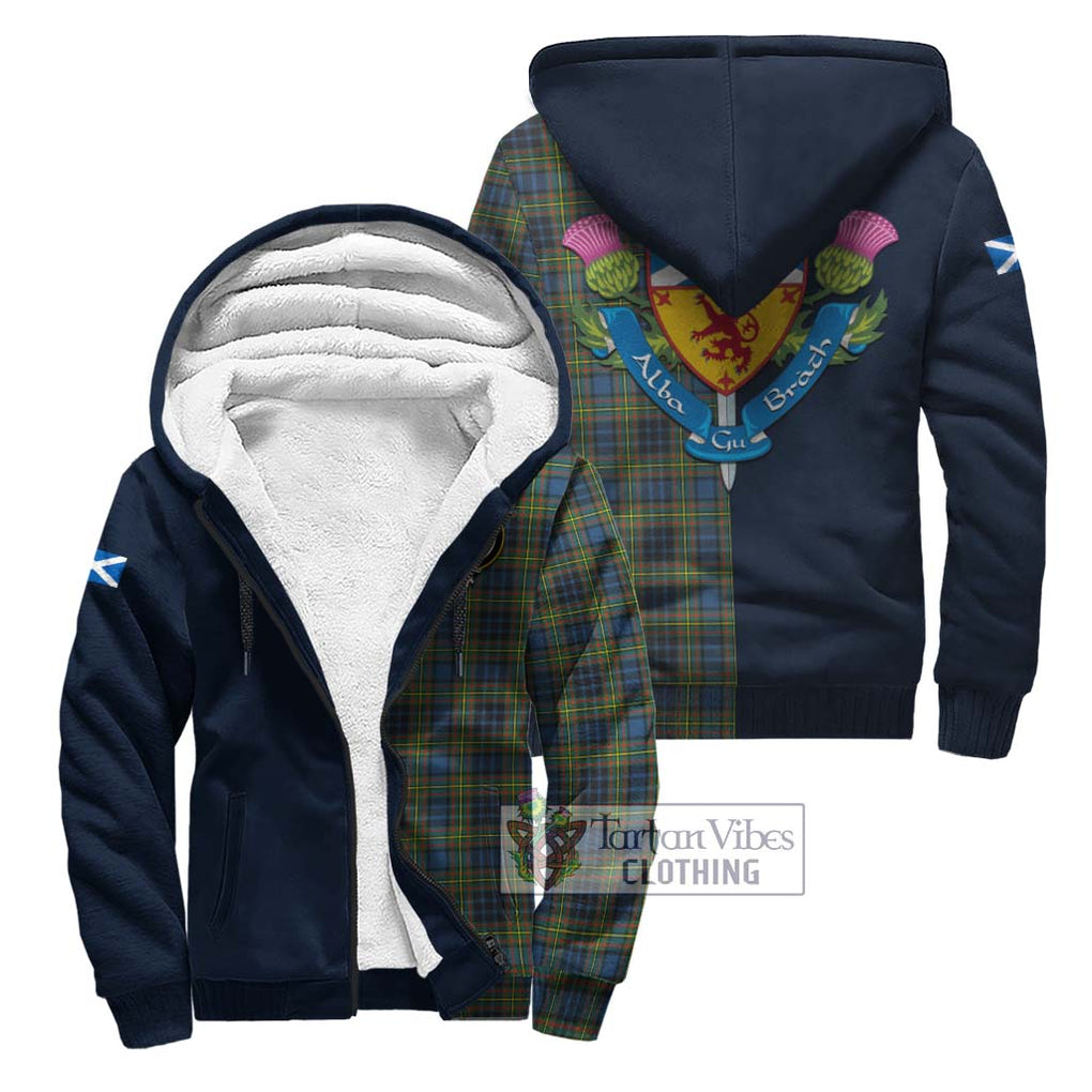 Tartan Vibes Clothing MacLellan Ancient Tartan Sherpa Hoodie with Scottish Lion Royal Arm Half Style