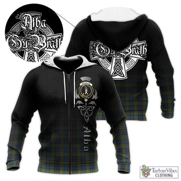 MacLellan Ancient Tartan Knitted Hoodie Featuring Alba Gu Brath Family Crest Celtic Inspired