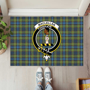 MacLellan Ancient Tartan Door Mat with Family Crest