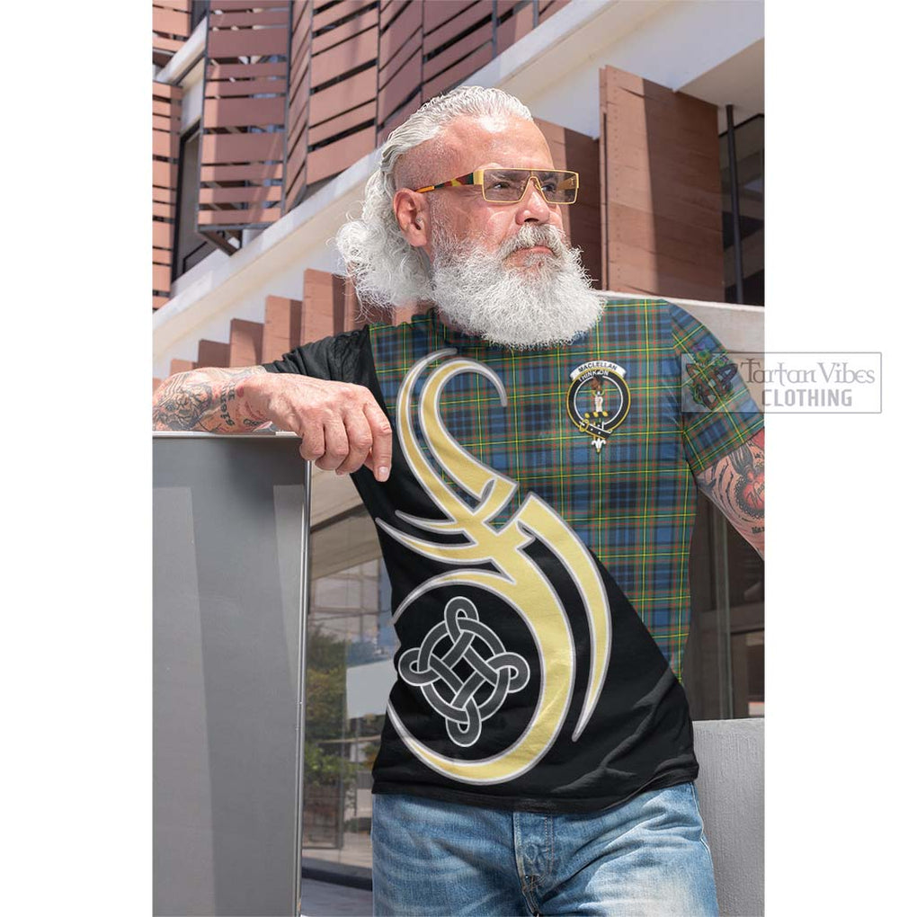 Tartan Vibes Clothing MacLellan Ancient Tartan Cotton T-shirt with Family Crest and Celtic Symbol Style