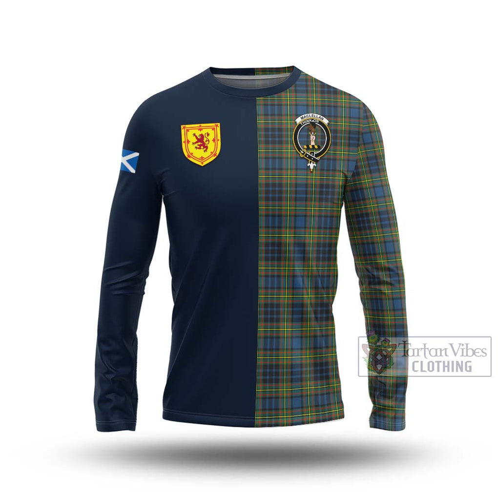 Tartan Vibes Clothing MacLellan Ancient Tartan Long Sleeve T-Shirt with Scottish Lion Royal Arm Half Style