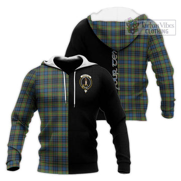 MacLellan Ancient Tartan Knitted Hoodie with Family Crest and Half Of Me Style