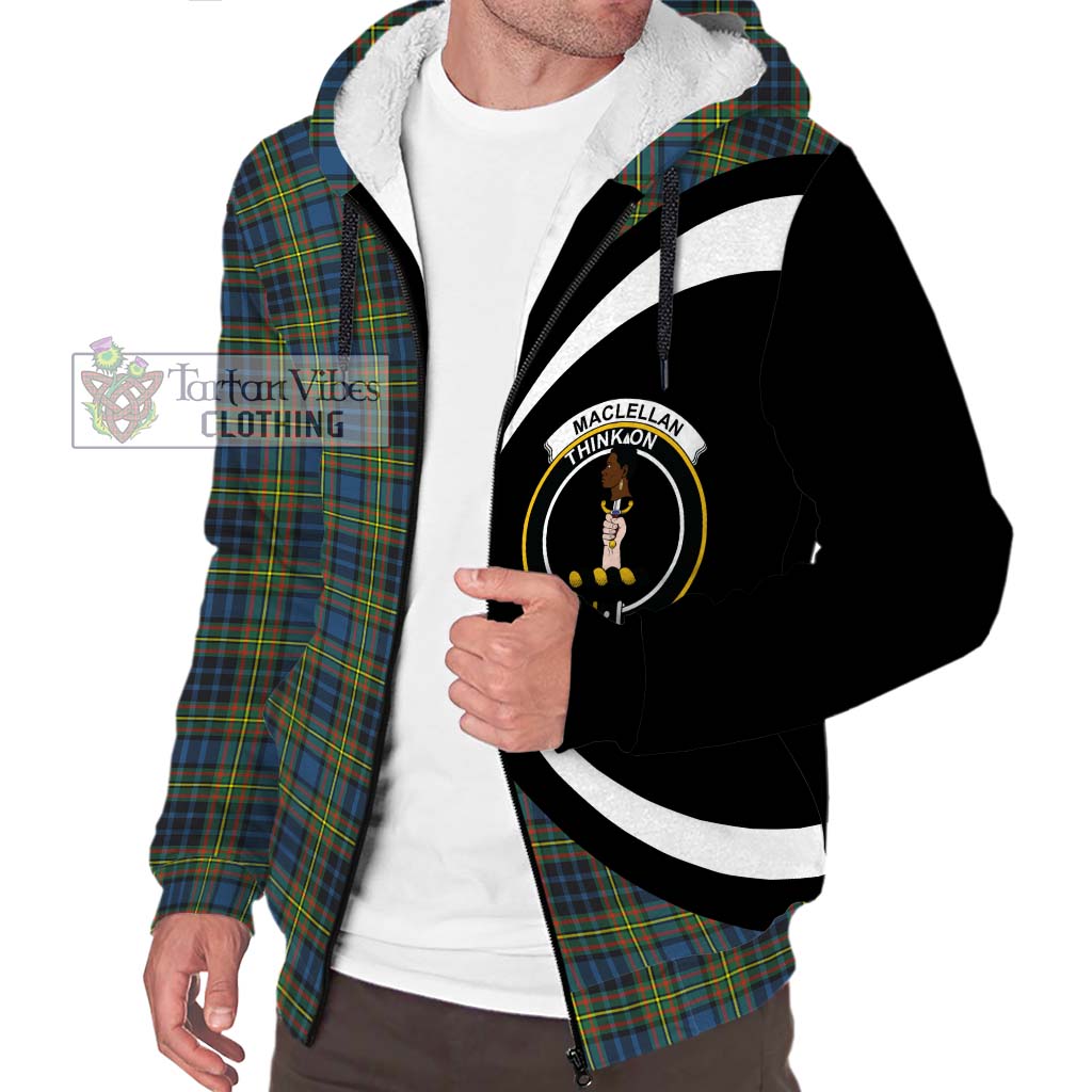 MacLellan Ancient Tartan Sherpa Hoodie with Family Crest Circle Style Unisex S - Tartan Vibes Clothing