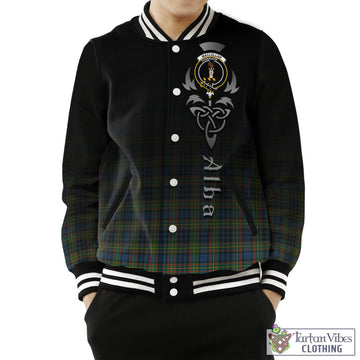 MacLellan Ancient Tartan Baseball Jacket Featuring Alba Gu Brath Family Crest Celtic Inspired