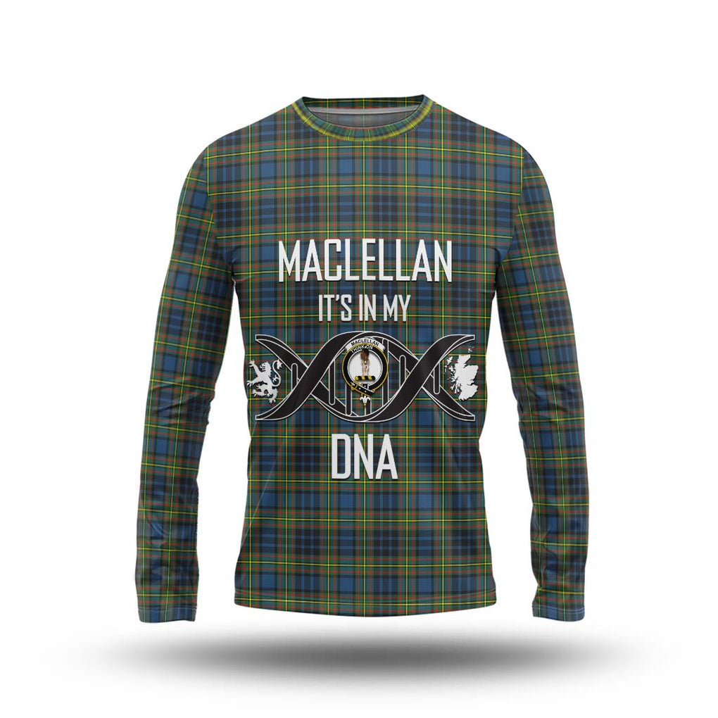 MacLellan Ancient Tartan Long Sleeve T-Shirt with Family Crest DNA In Me Style Unisex - Tartanvibesclothing Shop