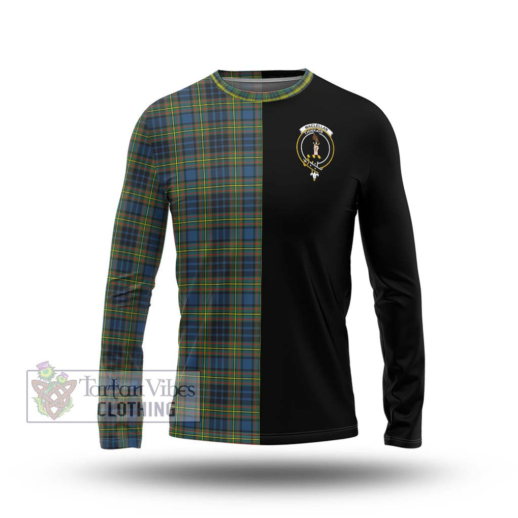 MacLellan Ancient Tartan Long Sleeve T-Shirt with Family Crest and Half Of Me Style Unisex - Tartanvibesclothing Shop