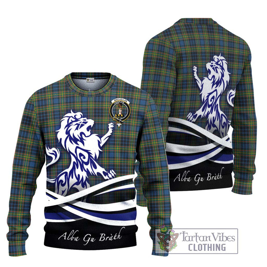 MacLellan Ancient Tartan Knitted Sweater with Alba Gu Brath Regal Lion Emblem Unisex - Tartanvibesclothing Shop