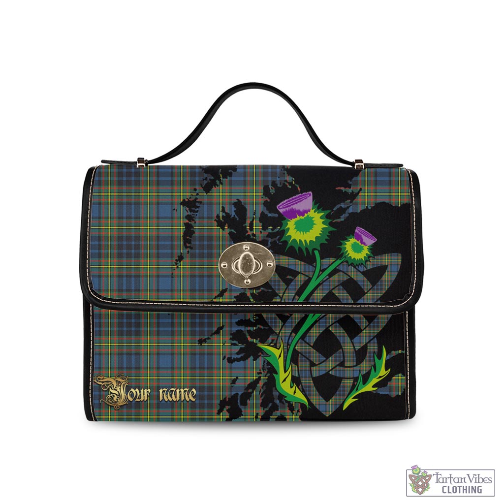 Tartan Vibes Clothing MacLellan Ancient Tartan Waterproof Canvas Bag with Scotland Map and Thistle Celtic Accents