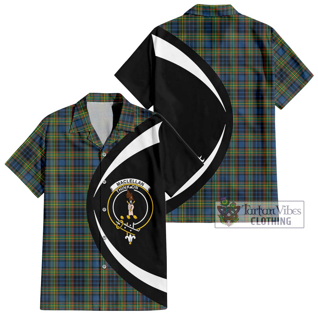 MacLellan Ancient Tartan Short Sleeve Button Up with Family Crest Circle Style Kid - Tartan Vibes Clothing