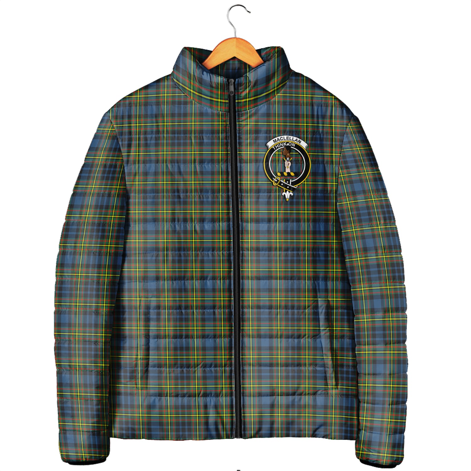 MacLellan Ancient Tartan Padded Jacket with Family Crest Men's Padded Jacket - Tartan Vibes Clothing