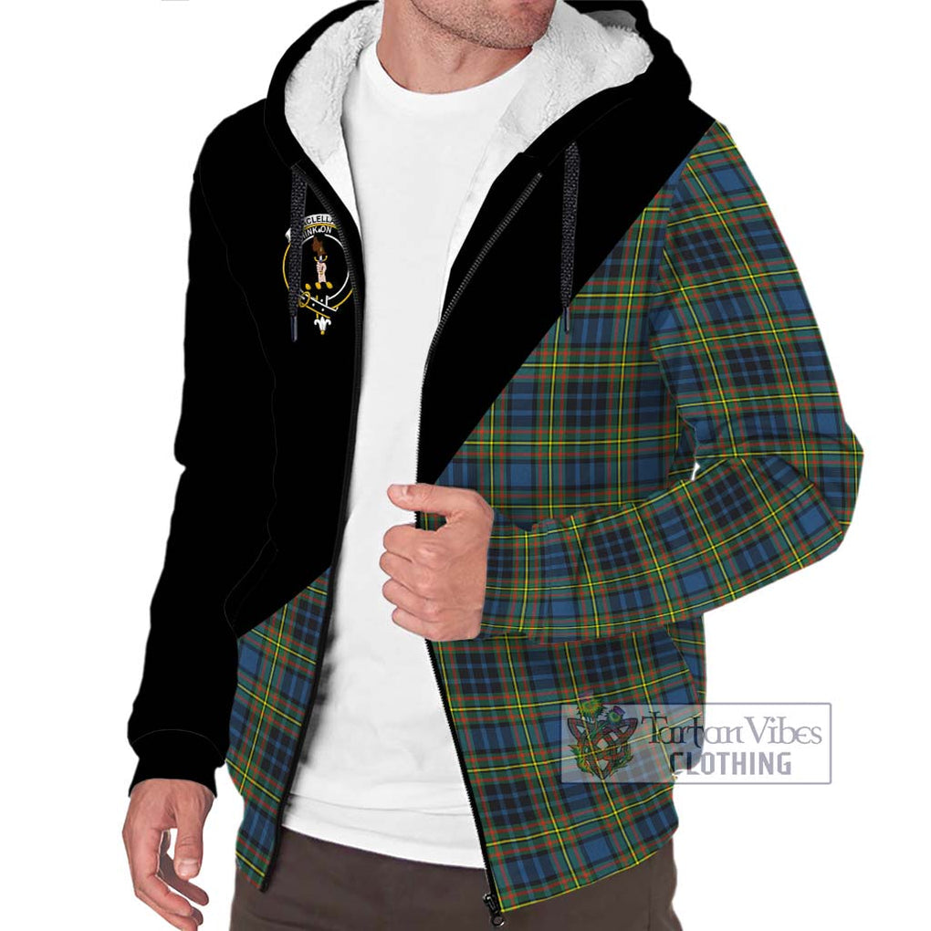 MacLellan Ancient Tartan Sherpa Hoodie with Family Crest and Military Logo Style Unisex S - Tartanvibesclothing Shop