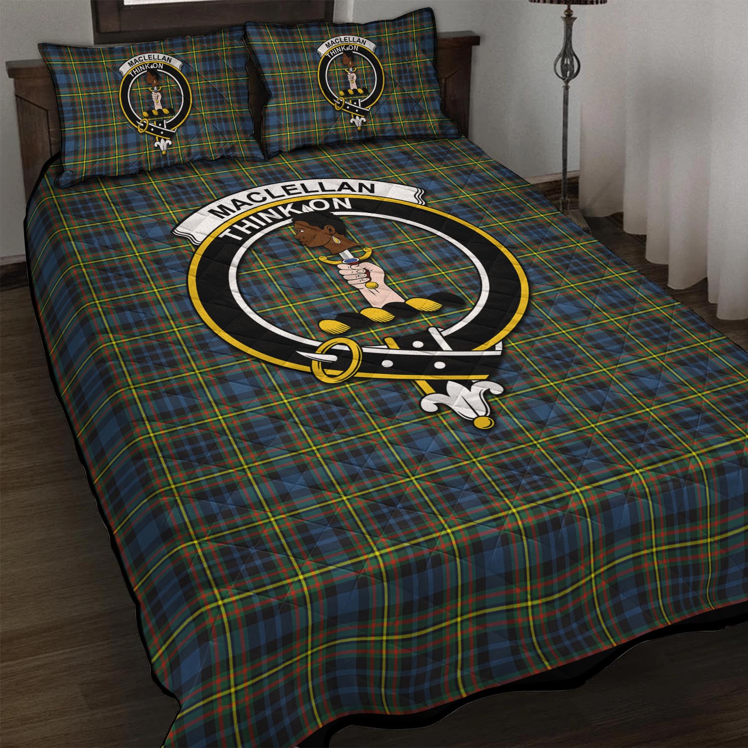 MacLellan Ancient Tartan Quilt Bed Set with Family Crest - Tartan Vibes Clothing