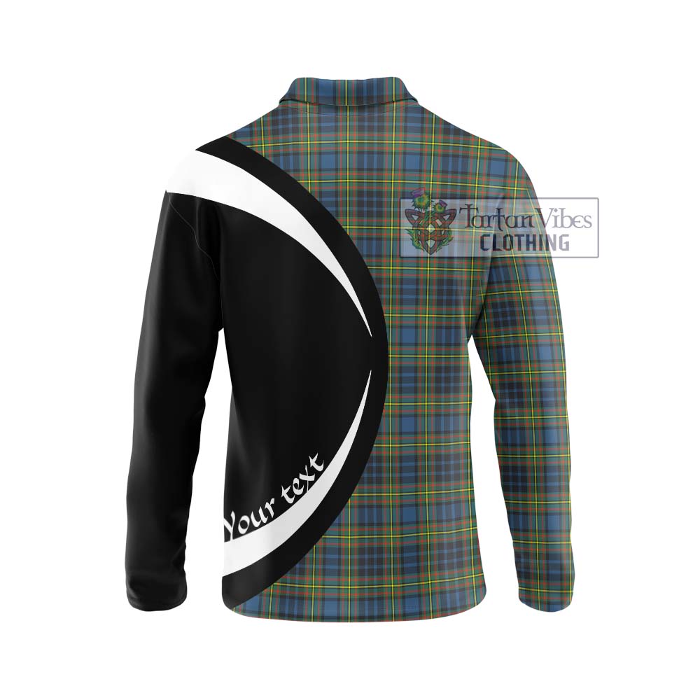 MacLellan Ancient Tartan Long Sleeve Polo Shirt with Family Crest Circle Style - Tartan Vibes Clothing