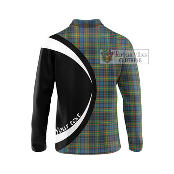 MacLellan Ancient Tartan Long Sleeve Polo Shirt with Family Crest Circle Style