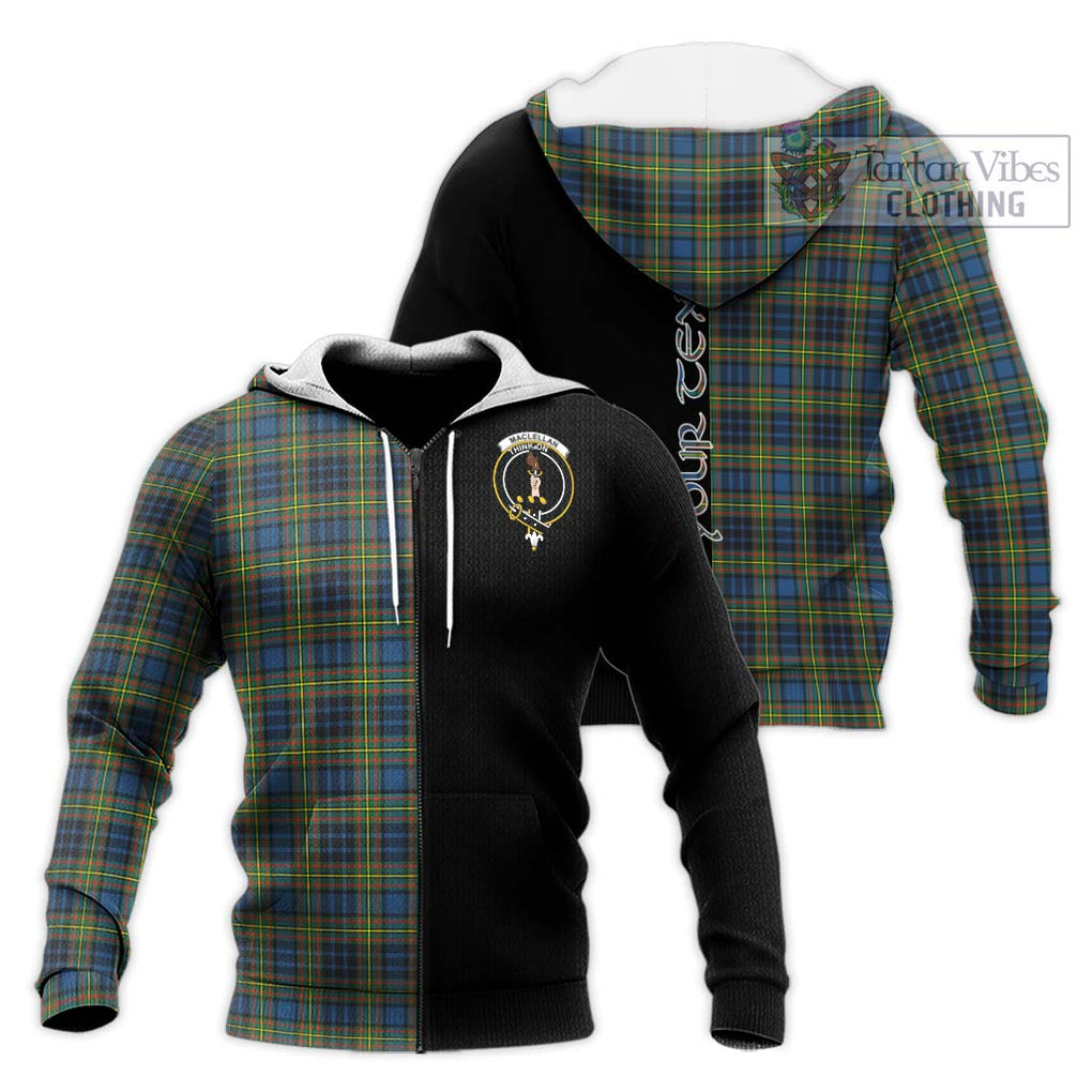 MacLellan Ancient Tartan Knitted Hoodie with Family Crest and Half Of Me Style Unisex Knitted Zip Hoodie - Tartanvibesclothing Shop