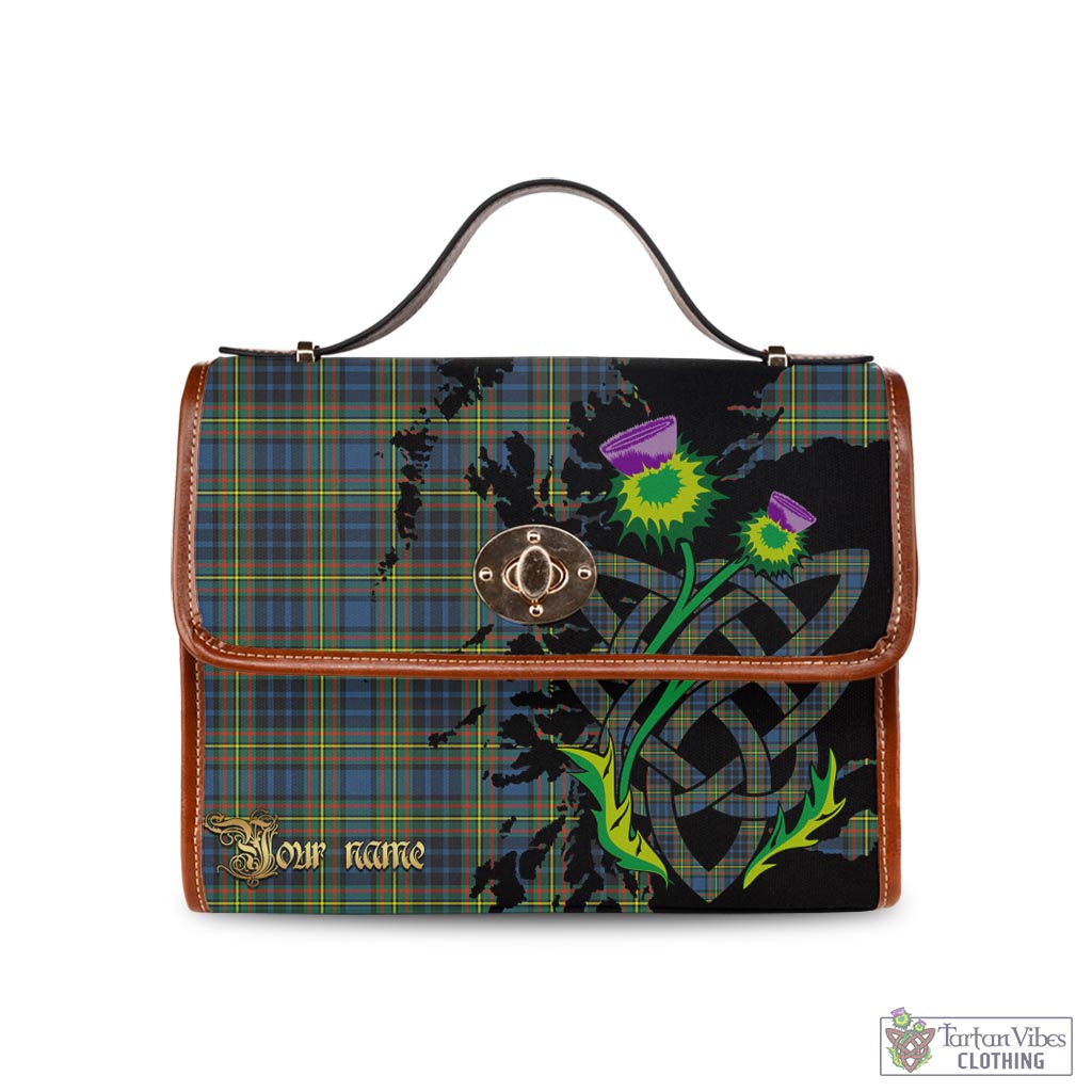 Tartan Vibes Clothing MacLellan Ancient Tartan Waterproof Canvas Bag with Scotland Map and Thistle Celtic Accents