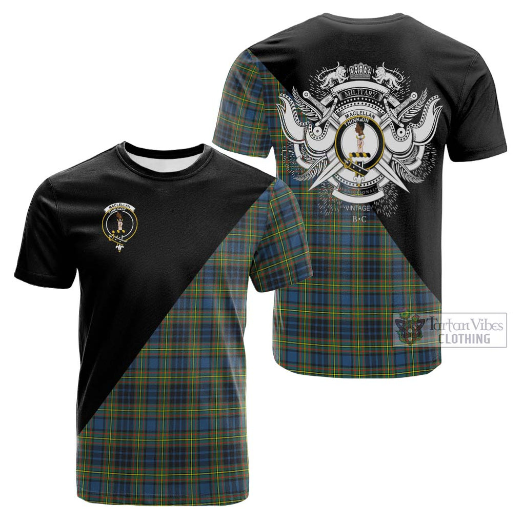 Tartan Vibes Clothing MacLellan Ancient Tartan Cotton T-shirt with Family Crest and Military Logo Style