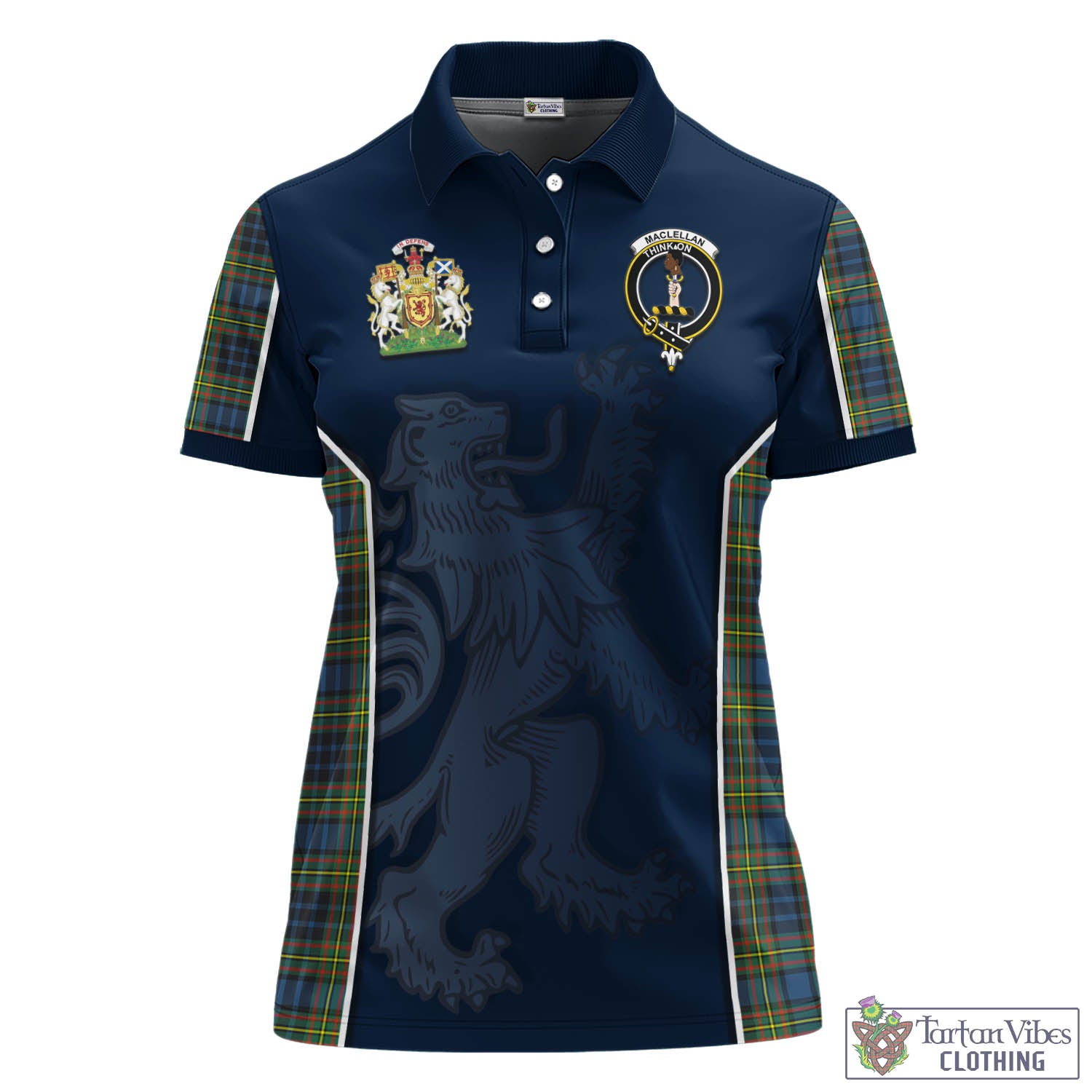 MacLellan Ancient Tartan Women's Polo Shirt with Family Crest and Lion Rampant Vibes Sport Style - Tartan Vibes Clothing