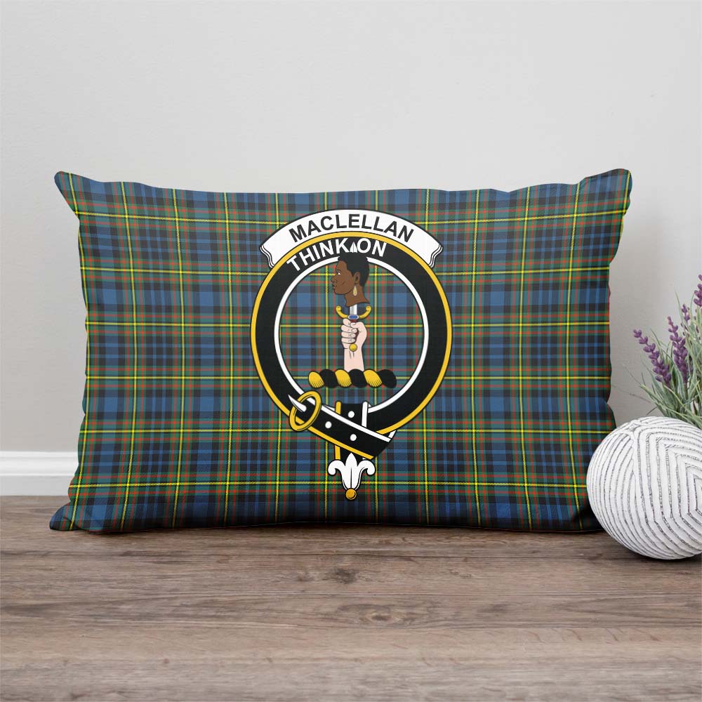 MacLellan Ancient Tartan Pillow Cover with Family Crest Rectangle Pillow Cover - Tartanvibesclothing