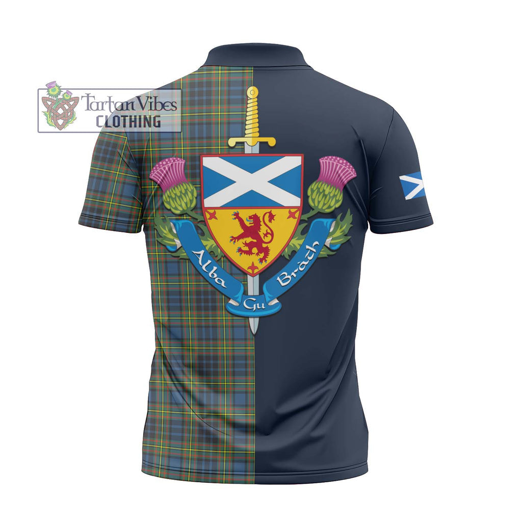 Tartan Vibes Clothing MacLellan Ancient Tartan Zipper Polo Shirt with Scottish Lion Royal Arm Half Style