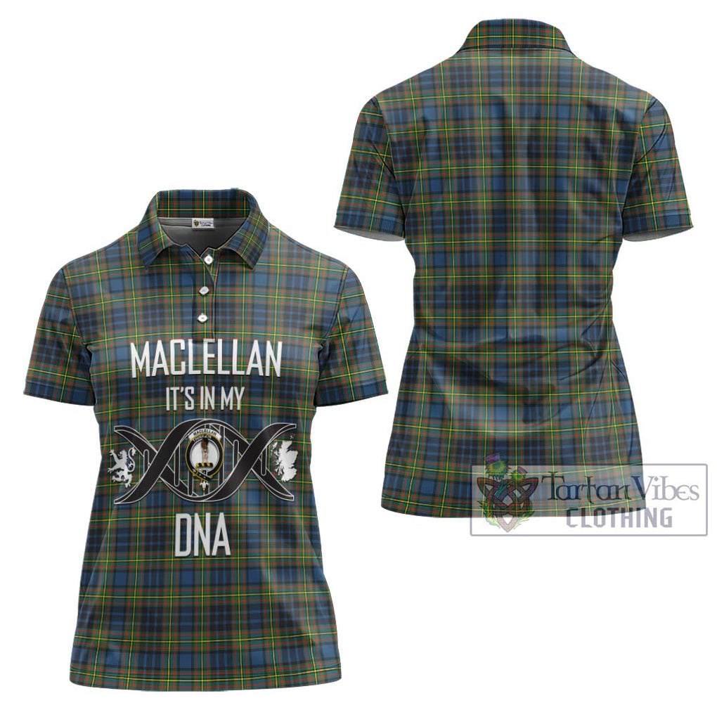 MacLellan Ancient Tartan Women's Polo Shirt with Family Crest DNA In Me Style - Tartanvibesclothing Shop