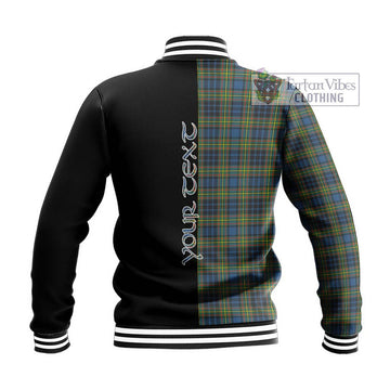 MacLellan Ancient Tartan Baseball Jacket with Family Crest and Half Of Me Style