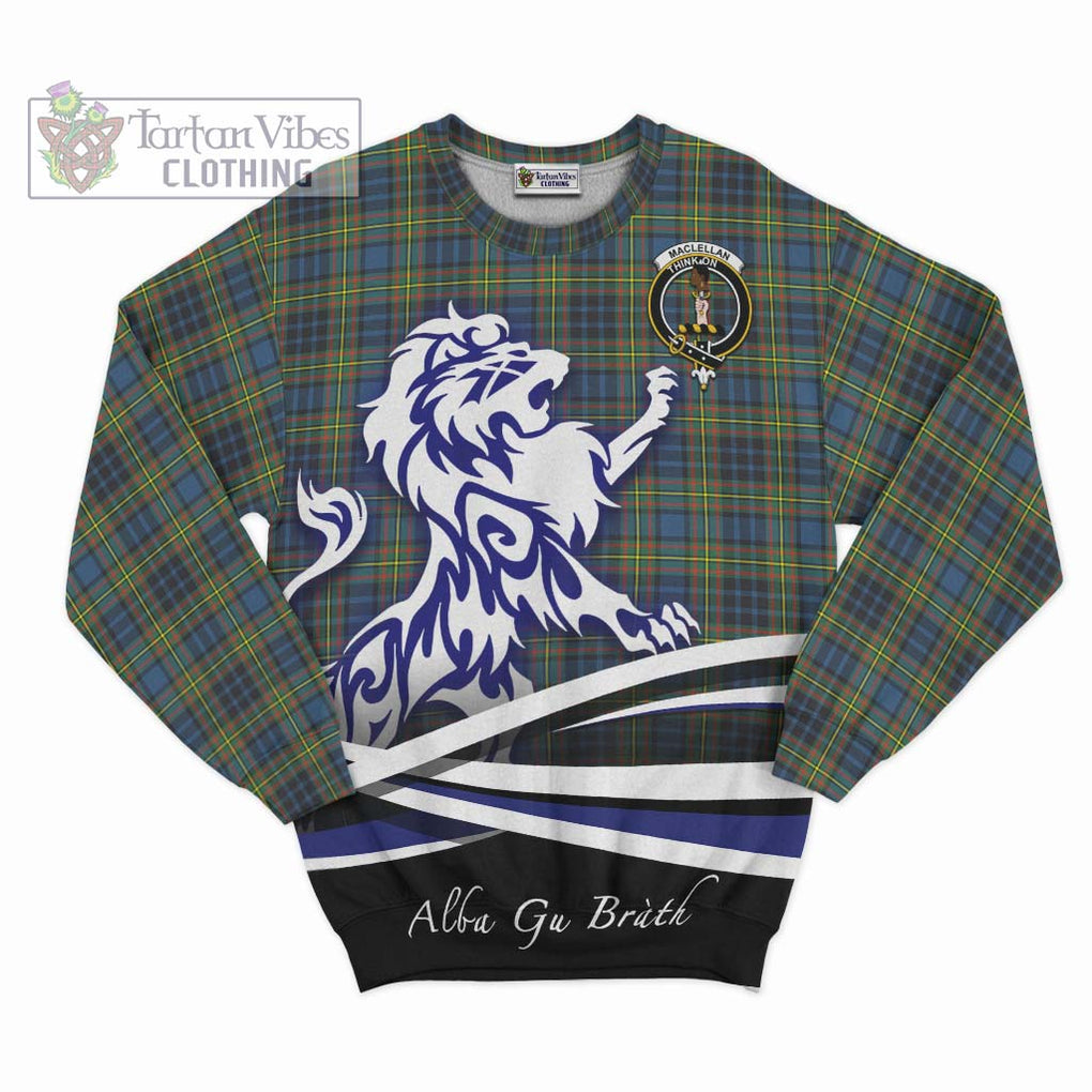 MacLellan Ancient Tartan Sweatshirt with Alba Gu Brath Regal Lion Emblem - Tartanvibesclothing Shop