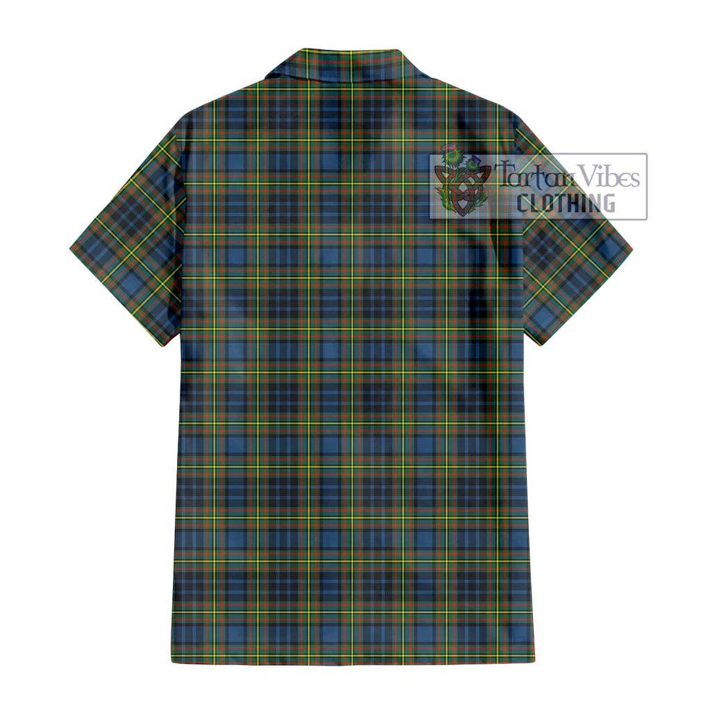 MacLellan Ancient Tartan Short Sleeve Button Shirt with Family Crest DNA In Me Style - Tartanvibesclothing Shop