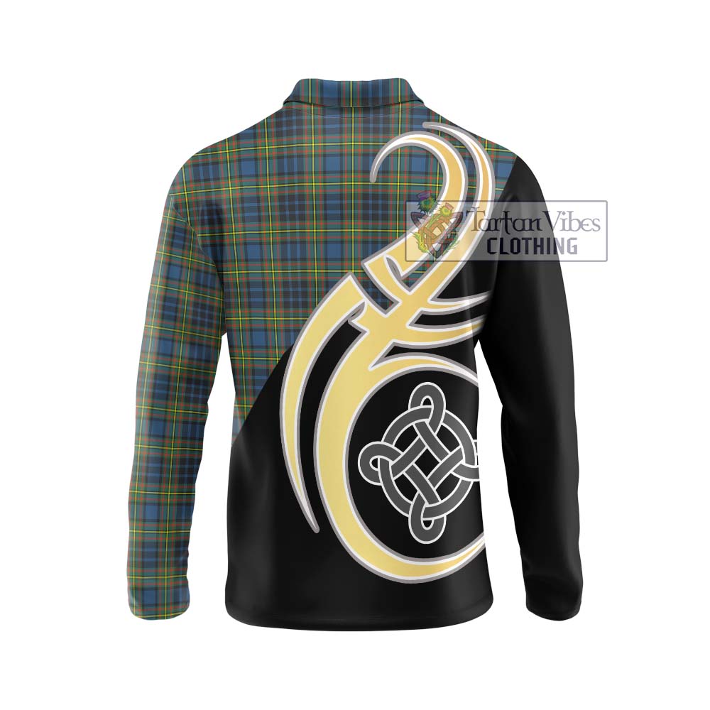 MacLellan Ancient Tartan Long Sleeve Polo Shirt with Family Crest and Celtic Symbol Style - Tartan Vibes Clothing