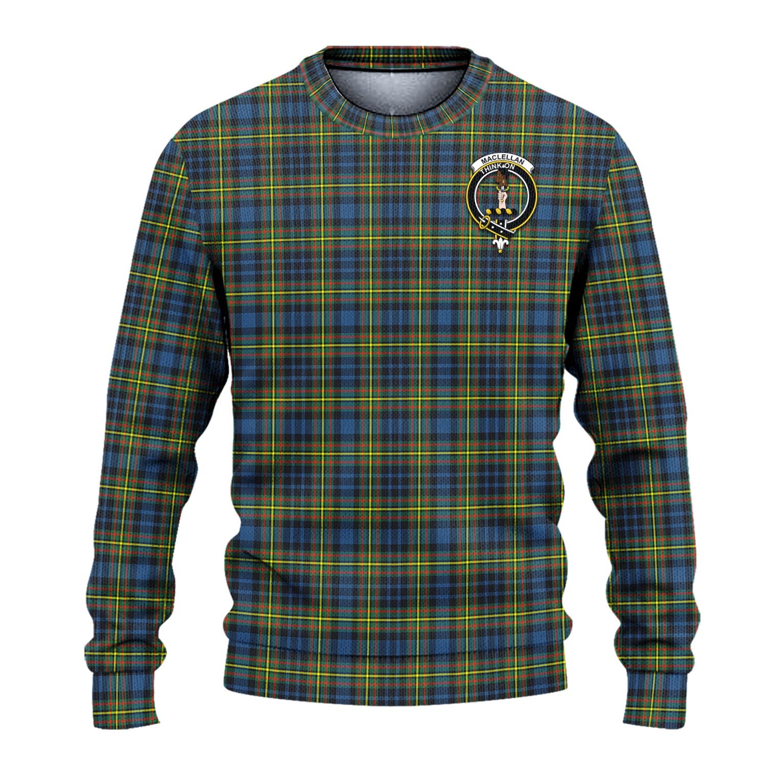 MacLellan Ancient Tartan Knitted Sweater with Family Crest - Tartanvibesclothing