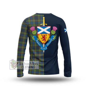 MacLellan Ancient Tartan Long Sleeve T-Shirt Alba with Scottish Lion Royal Arm Half Style