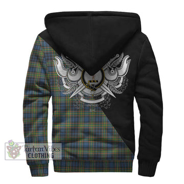 MacLellan Ancient Tartan Sherpa Hoodie with Family Crest and Military Logo Style