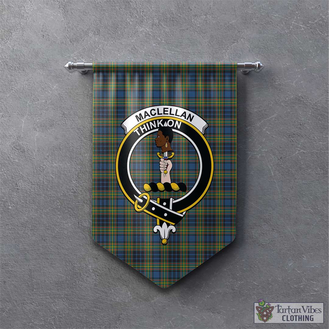 Tartan Vibes Clothing MacLellan Ancient Tartan Gonfalon, Tartan Banner with Family Crest