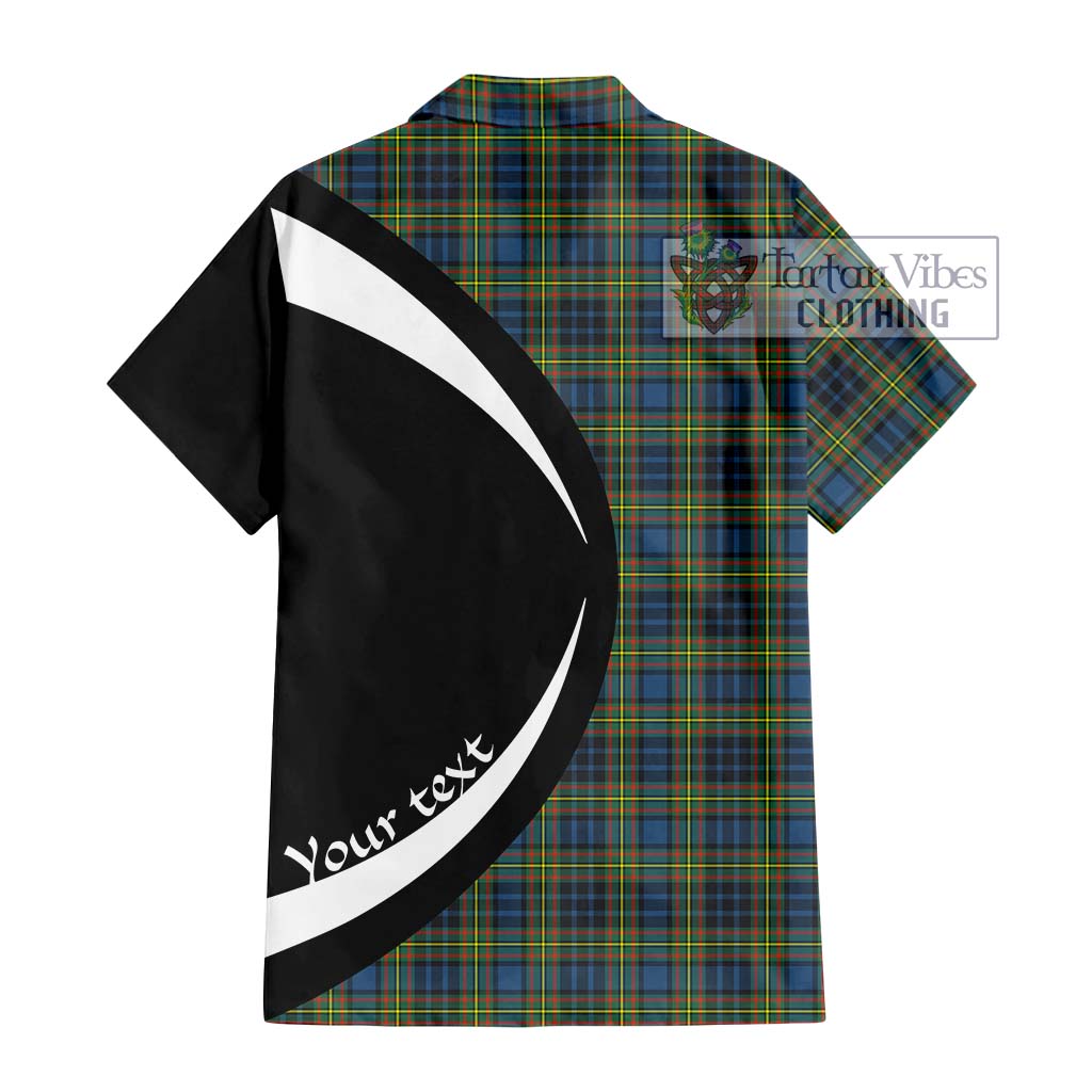 MacLellan Ancient Tartan Short Sleeve Button Up with Family Crest Circle Style - Tartan Vibes Clothing