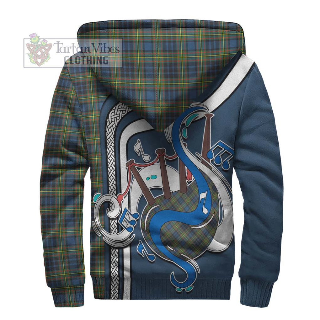 MacLellan Ancient Tartan Sherpa Hoodie with Epic Bagpipe Style - Tartanvibesclothing Shop